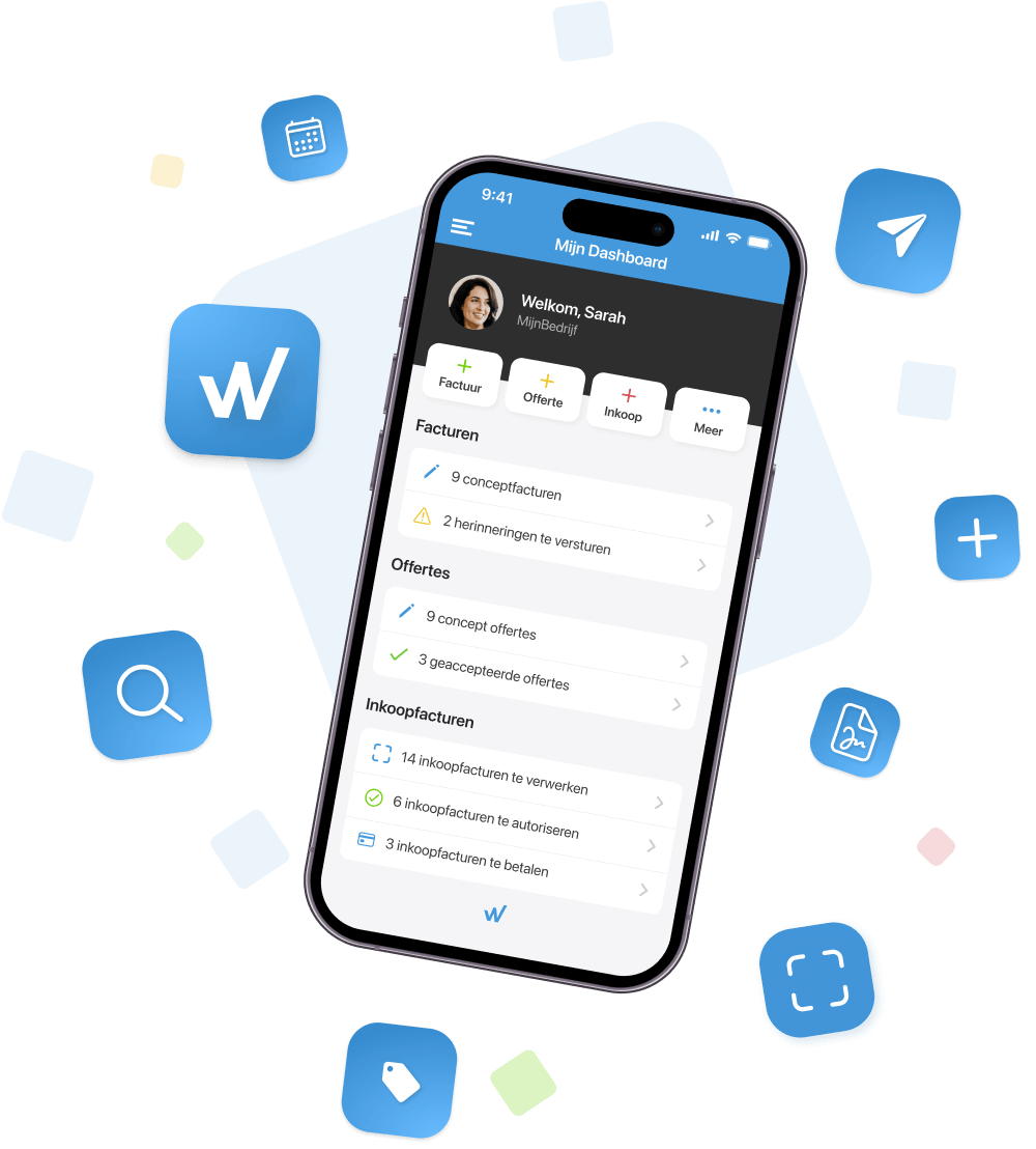 Schermafbeelding van WeFact — Mobile app dashboard